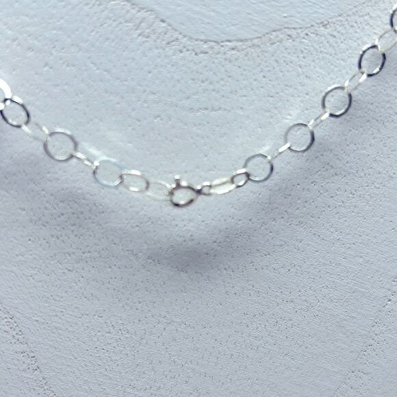 925 Italy Signed FAS Heart Pendant wit Circle Chain Link Necklace - Picture 4 of 8